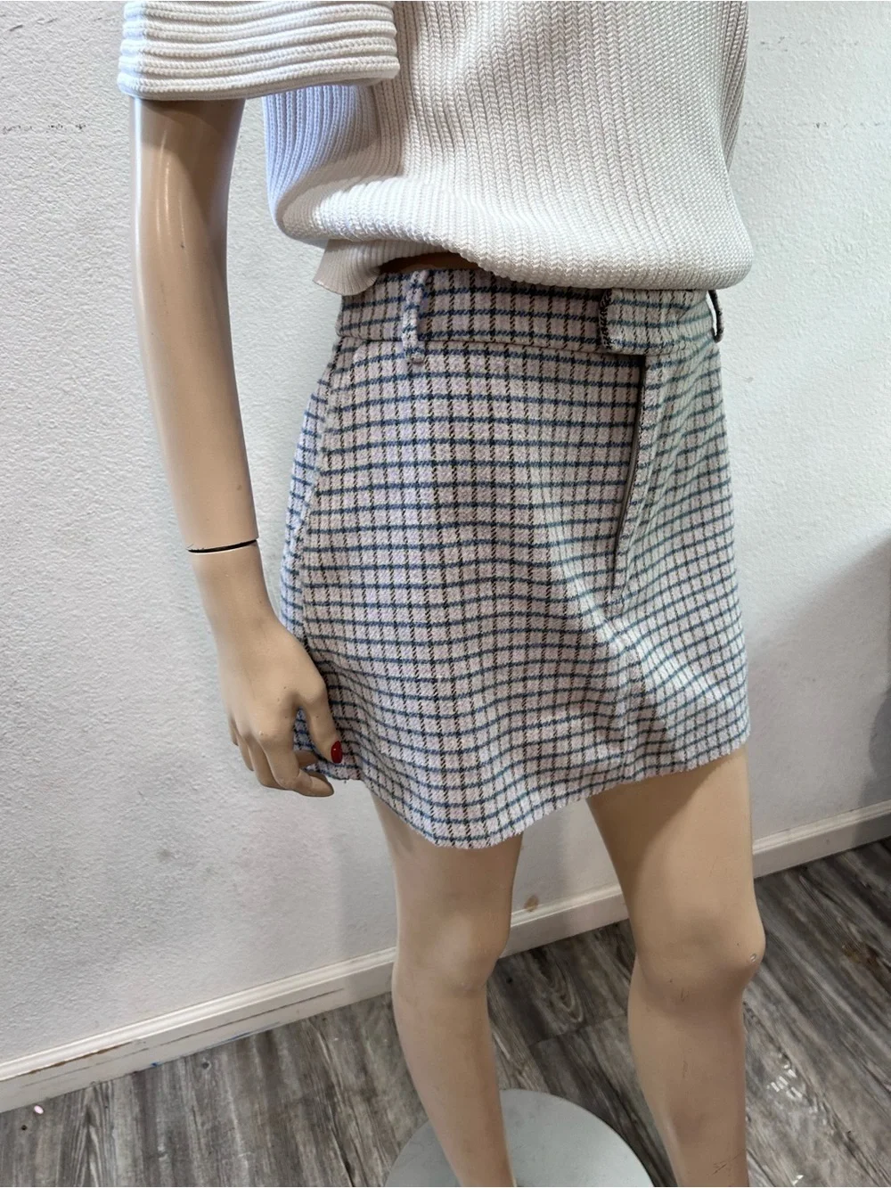 Rails Blue and Cream Checked Mini Skirt - Picture 1 of 16